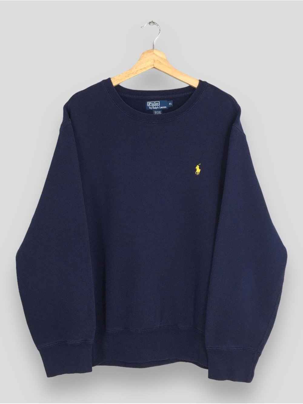 Polo by Ralph Lauren Navy Crewneck Sweatshirt with Yellow Pony Logo
